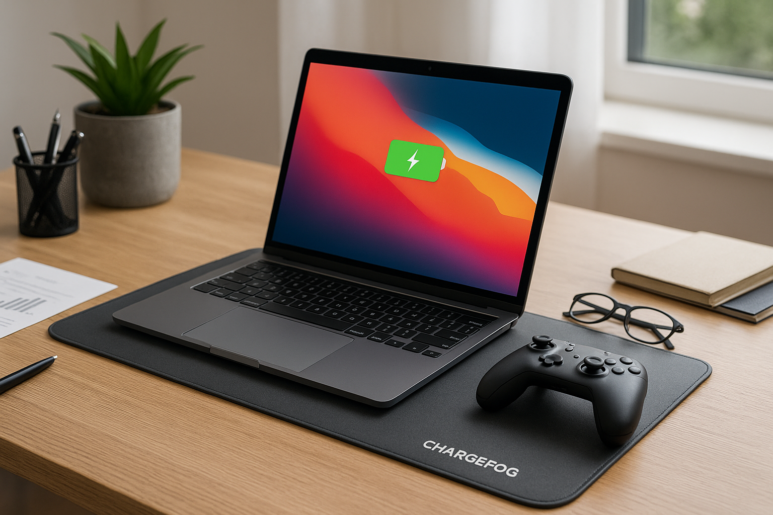 Halo Pad on top of a work desk