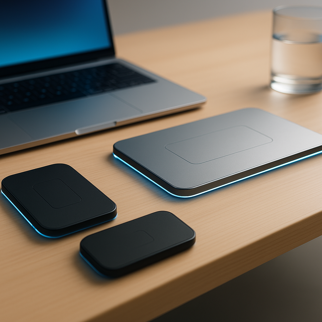 ChargeFog wireless charging pads powering multiple devices wirelessly