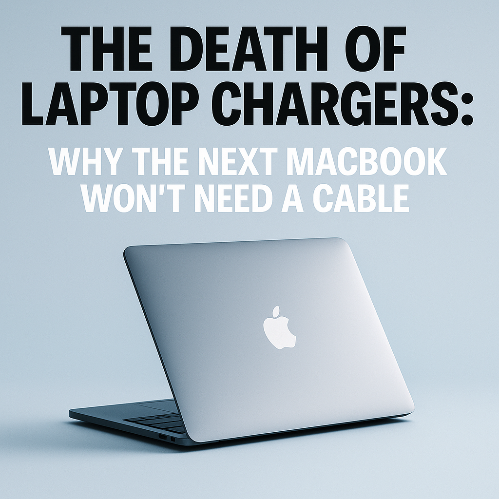 MacBook charging on a wireless pad