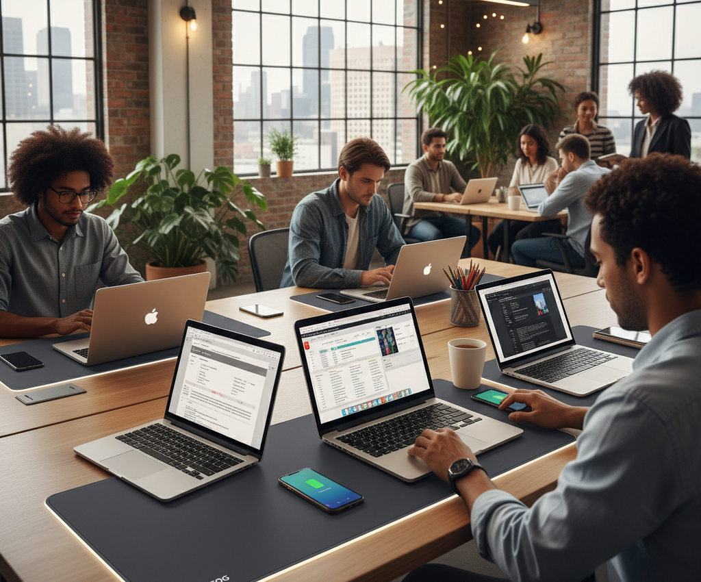 Charge Fog workspace kit in a modern office